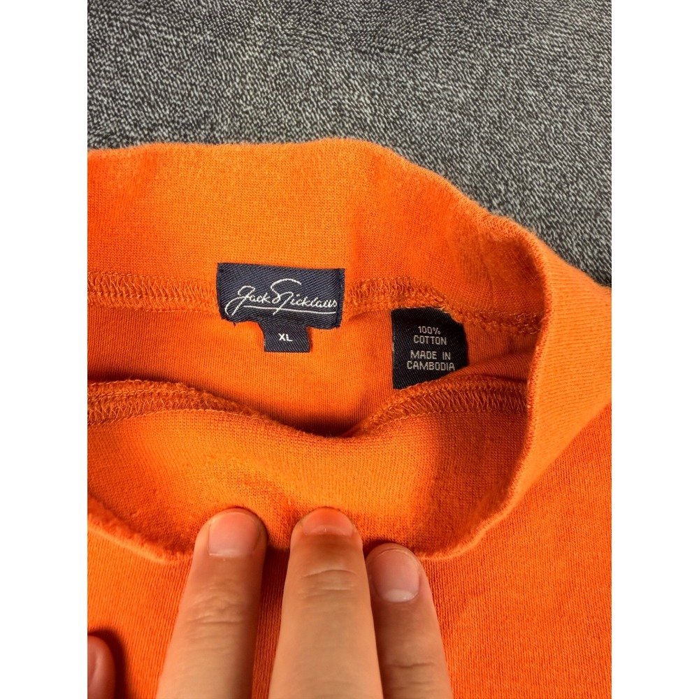Jack Nicklaus Mens XL Orange Mock Neck Long Sleeve Scioto Country Club Cotton Te - Picture 4 of 8